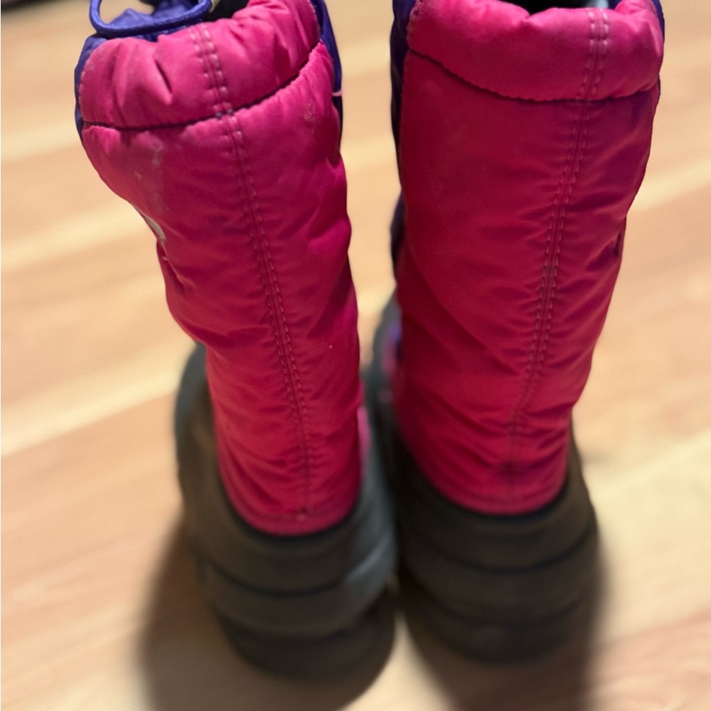 Sorel Fleece Lined Kids' Black and Pink Snow Boots - Picture 2 of 6